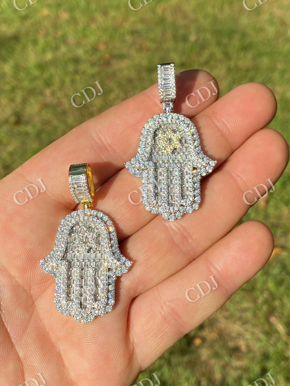 Hip Hop Hamsa Hand Star Of David Diamond Pendant  customdiamjewel   