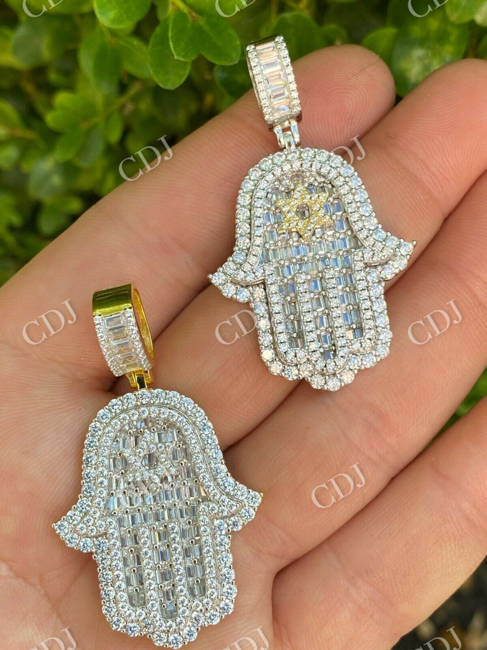 Hip Hop Hamsa Hand Star Of David Diamond Pendant  customdiamjewel   