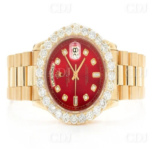 Moissanite Wrist Watch Red Face Presidential Belt Rolex Watch customdiamjewel