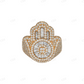 4.00 CTW Iced Out Silver Baguette Diamond Hamsa Ring hip hop ring customdiamjewel