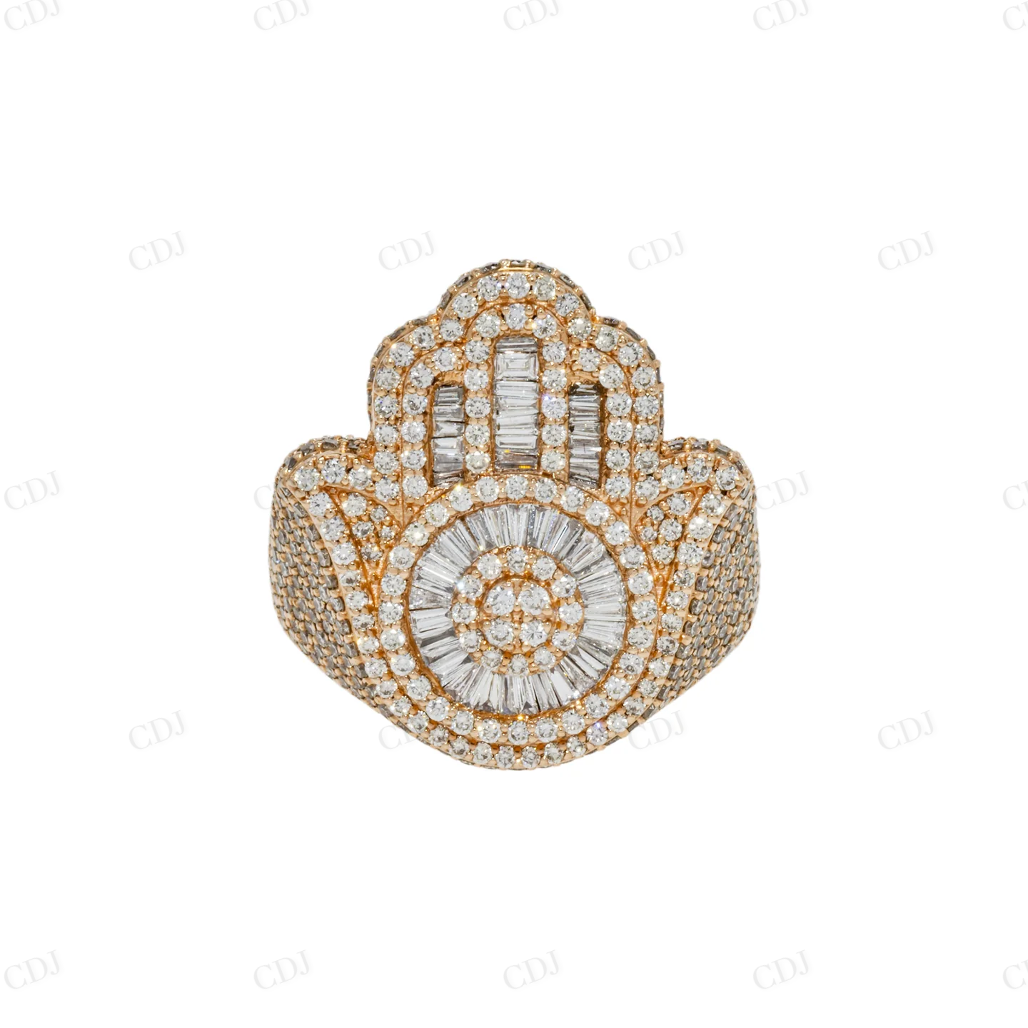 4.00 CTW Iced Out Silver Baguette Diamond Hamsa Ring hip hop ring customdiamjewel