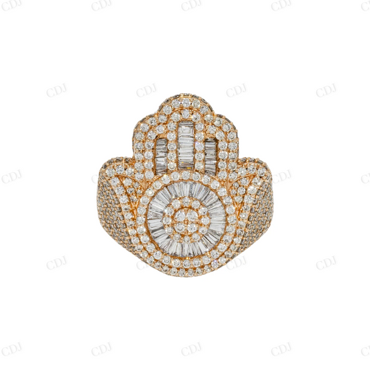 4.00 CTW Iced Out Silver Baguette Diamond Hamsa Ring hip hop ring customdiamjewel