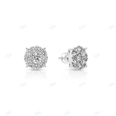 925 Sterling Silver Studded Earrings For Women hip hop jewelry CustomDiamJewel