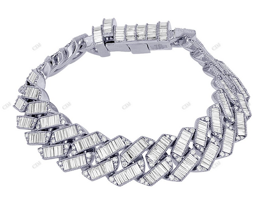 Hot Selling Round And Baugatte Moissanite Link Bracelet