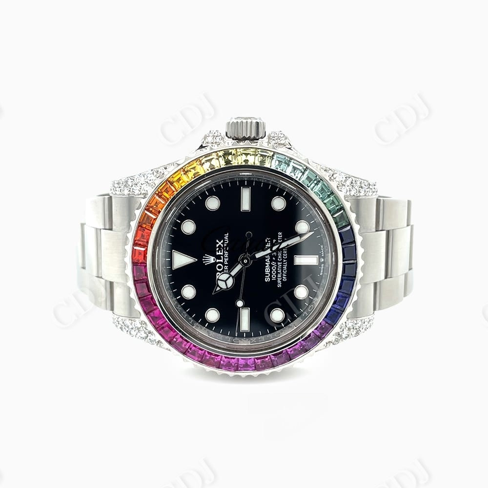 Automatic Movement Rainbow Bezel Diamond Rolex Watch customdiamjewel