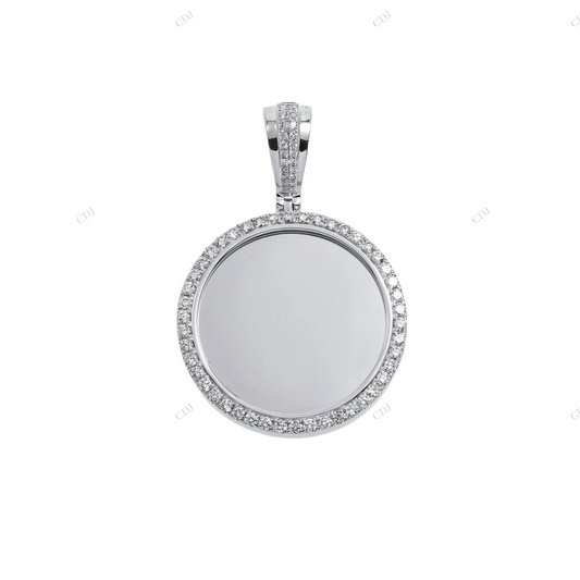 1.15 CTW Silver Moissanite Round Picture Pendant hip hop jewelry CustomDiamJewel