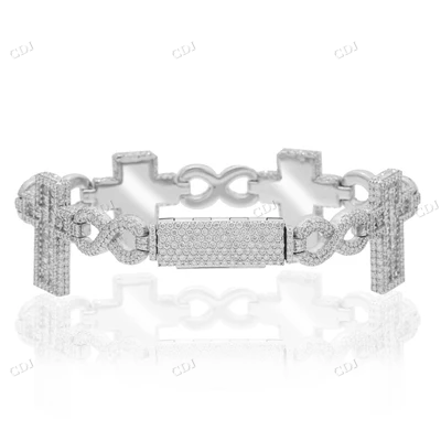 Real Diamond Infinity Link Cross Gold Bracelet hip hop jewelry CustomDiamJewel