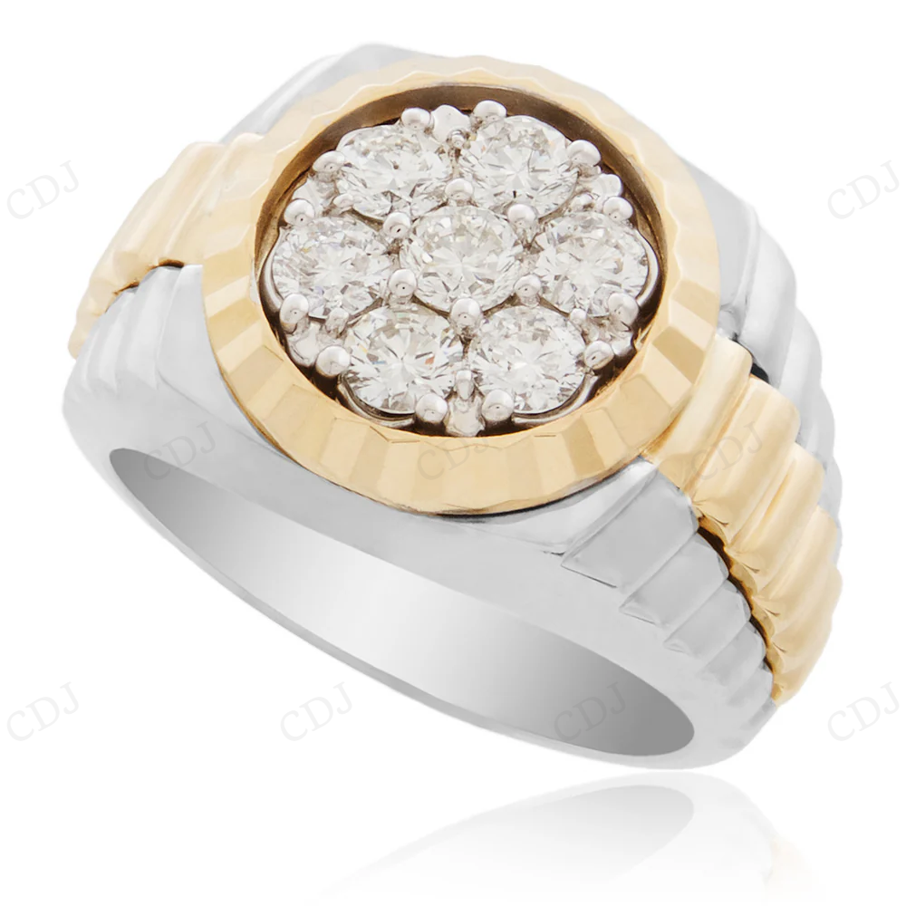 14K Gold Two Tone Lab Grown Diamond Ring For Men hip hop jewelry CustomDiamJewel