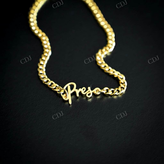Custom Cuban Link Name Gold Bracelet  customdiamjewel   