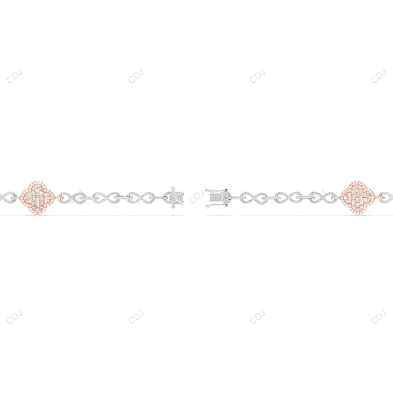 Two Tone 925 Silver Moissanite Men Clover Chain CustomDiamJewel