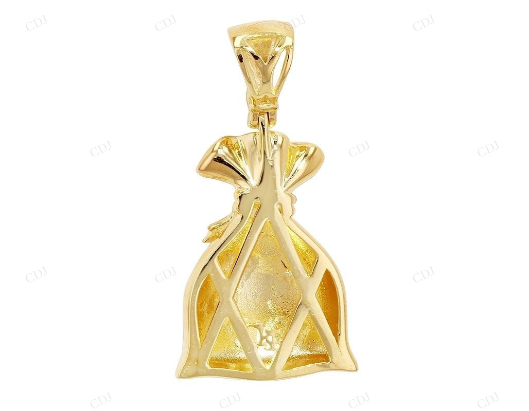 1.5 Inch Sterling Silver Moissanite Money Bag Pendant CustomDiamJewel