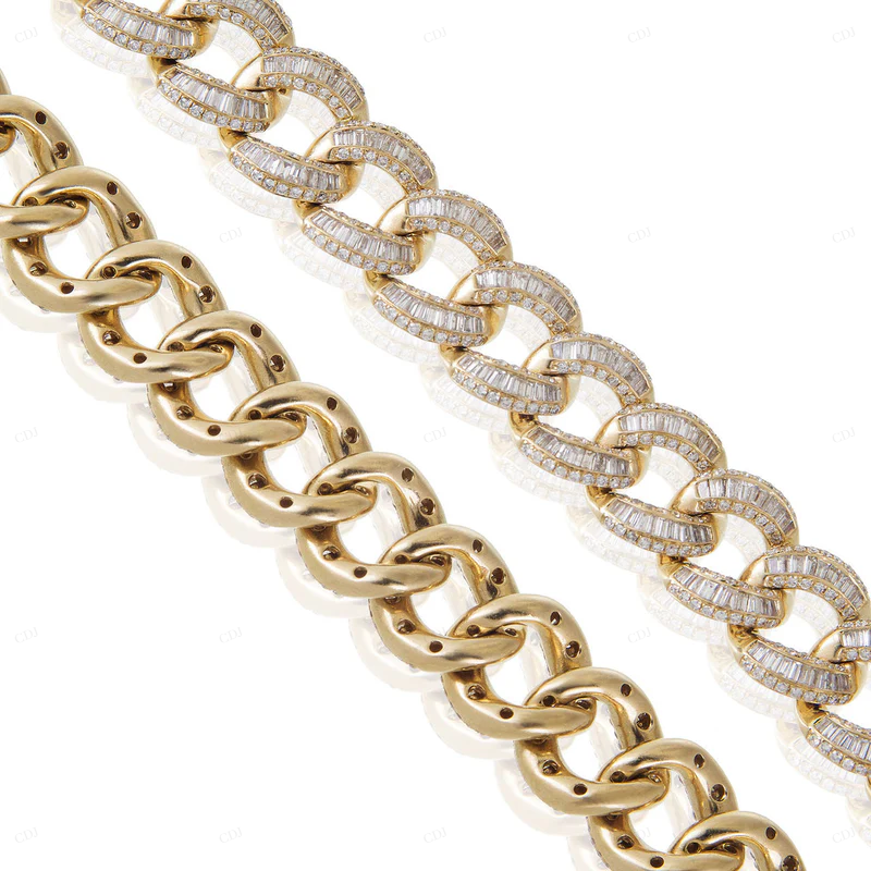 Baguette Cut VVS Moissanite Cuban Link Bracelet CustomDiamJewel