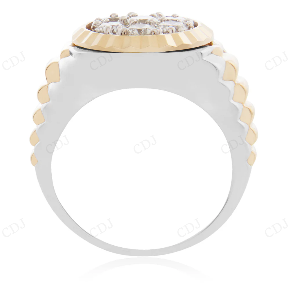 14K Gold Two Tone Lab Grown Diamond Ring For Men hip hop jewelry CustomDiamJewel