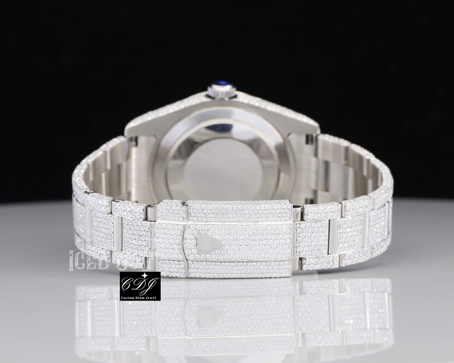 Custom Hip Hop Diamond Watch Stainless Steel Wrist Watch customdiamjewel