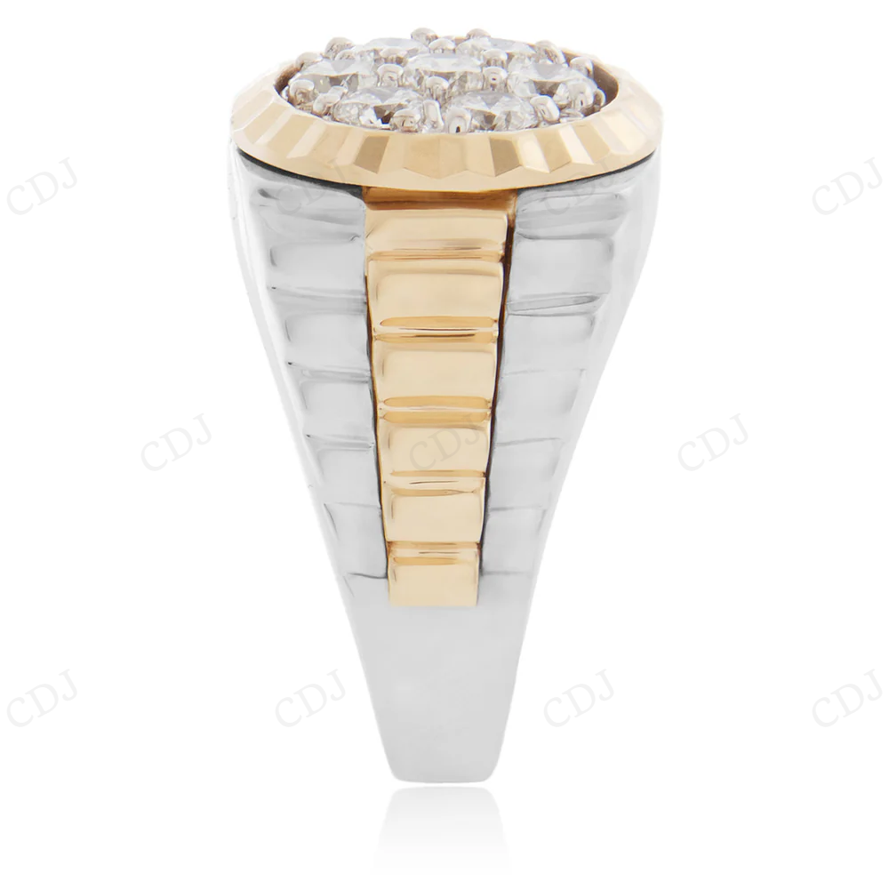 14K Gold Two Tone Lab Grown Diamond Ring For Men hip hop jewelry CustomDiamJewel
