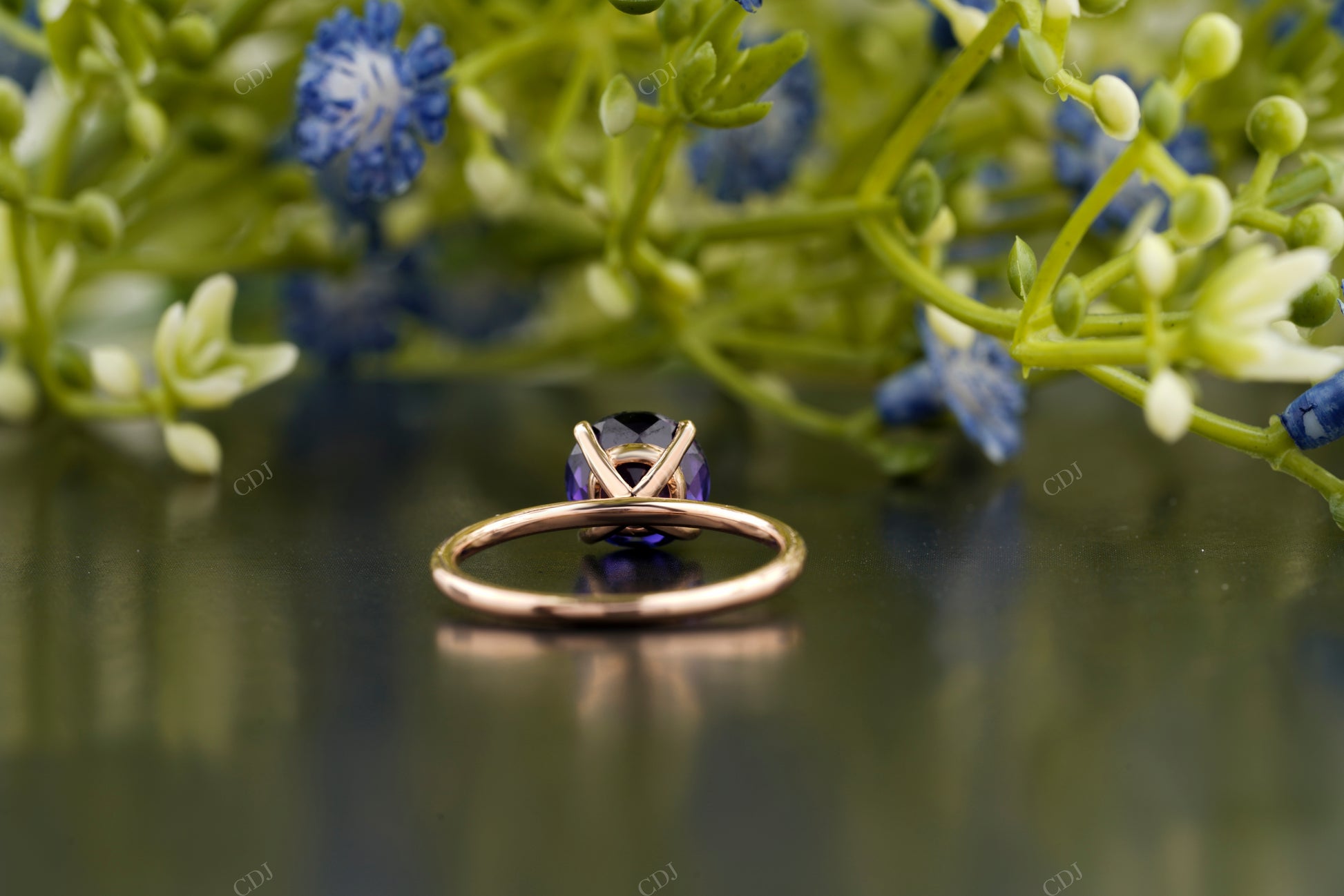 Purple Amethyst Minimalist Solitaire Ring customdiamjewel