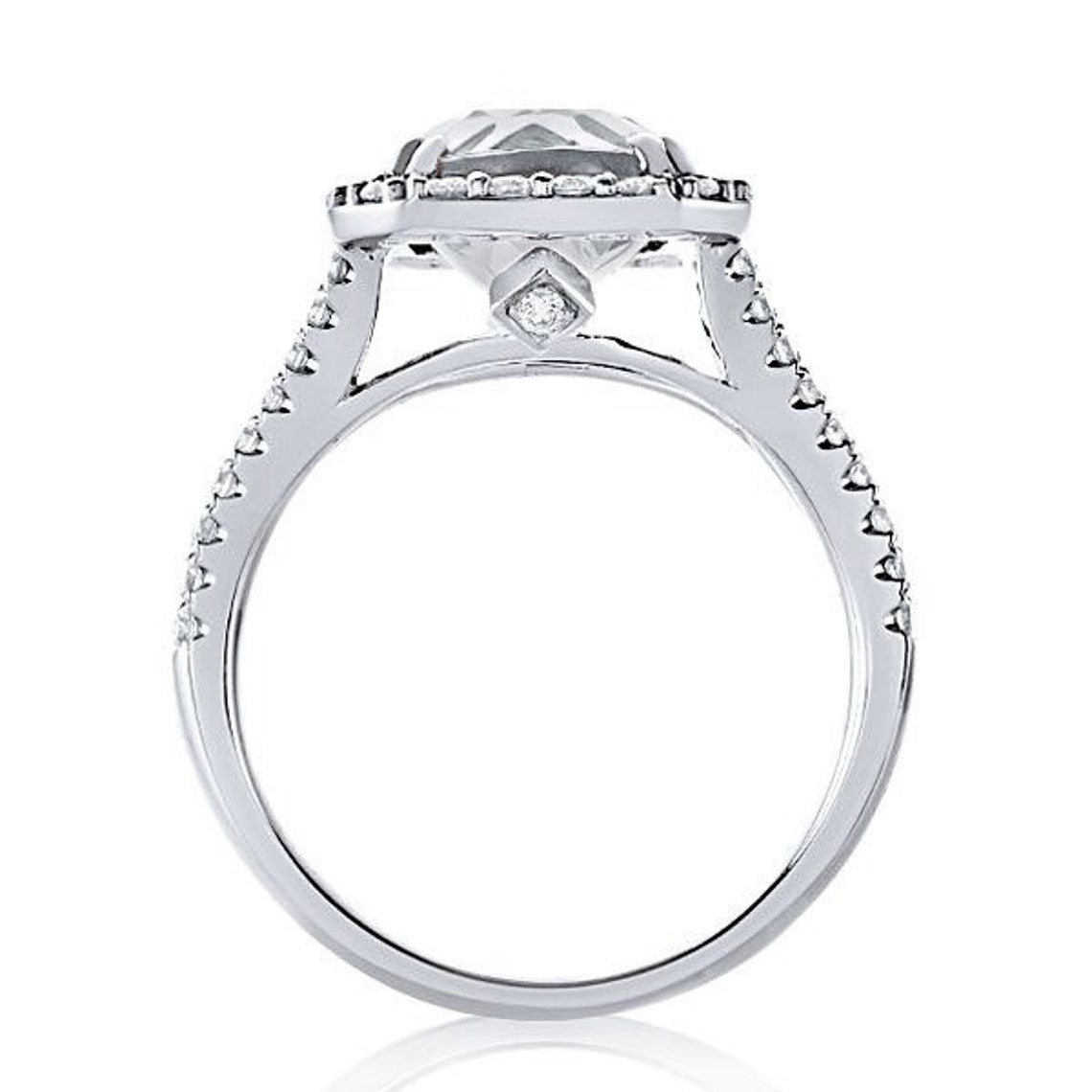 Radiant Cut Half Eternity Moissanite Engagement Ring  customdiamjewel   