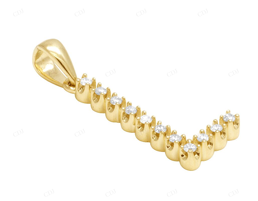 1" 0.16 CT Unisex 10K Gold Natural Diamond Initial "L" Pendant CustomDiamJewel
