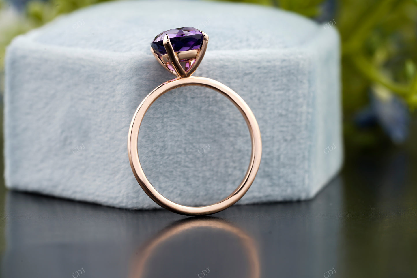 Purple Amethyst Minimalist Solitaire Ring customdiamjewel