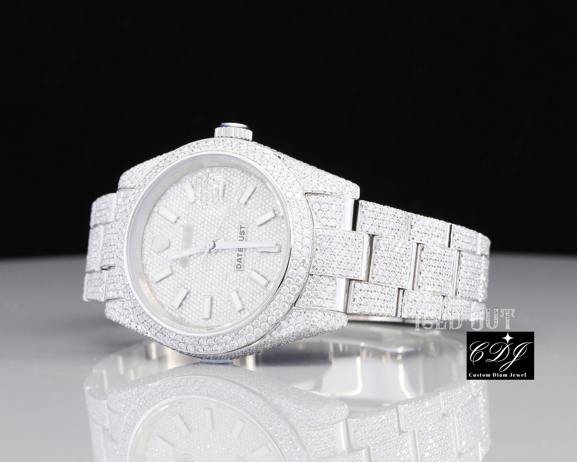 Fully Iced out Hip Hop Moissanite Diamond Wrist Watch For Men's customdiamjewel
