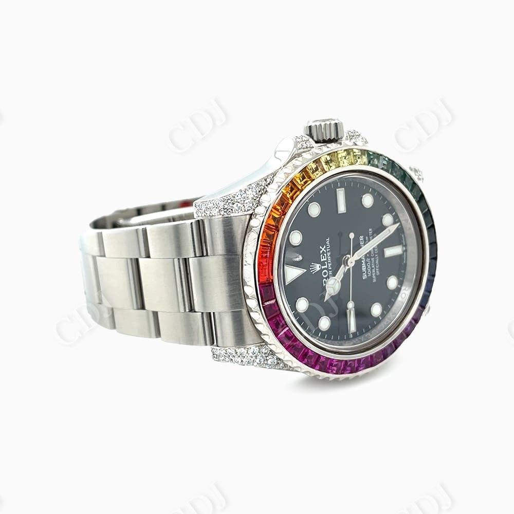 Automatic Movement Rainbow Bezel Diamond Rolex Watch customdiamjewel