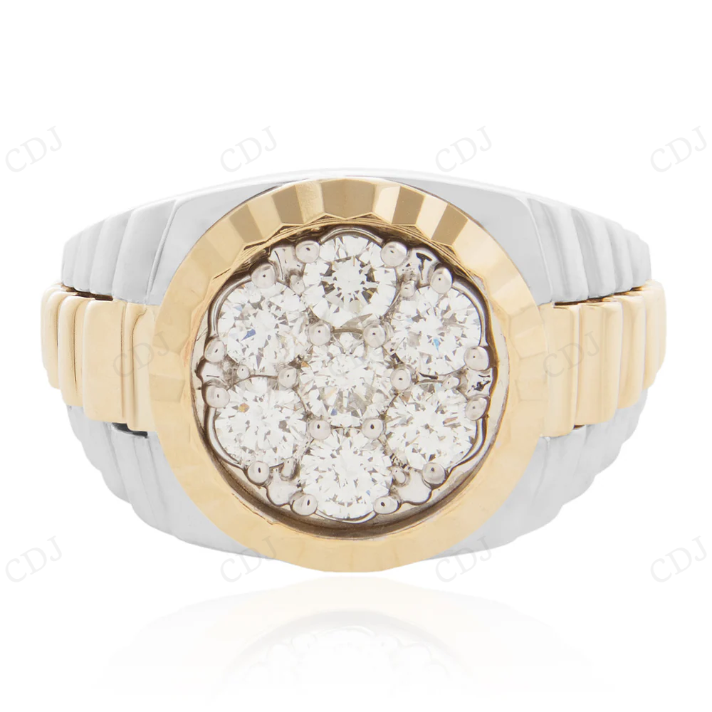 14K Gold Two Tone Lab Grown Diamond Ring For Men hip hop jewelry CustomDiamJewel