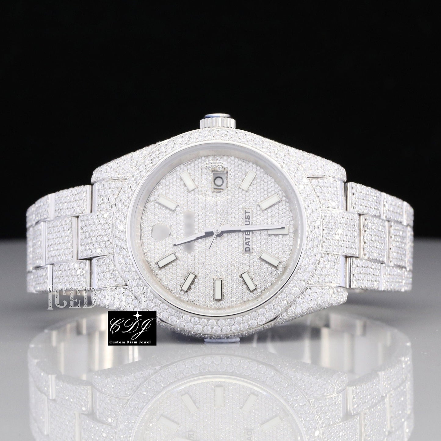 Fully Iced out Hip Hop Moissanite Diamond Wrist Watch For Men's customdiamjewel
