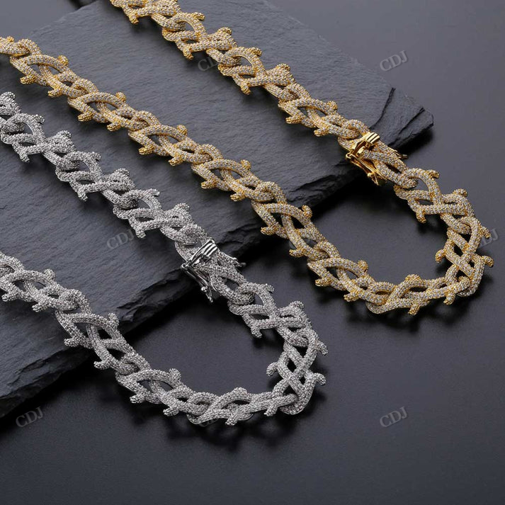 Antique 18mm Crown of Thorns Cuban Chain hip hop jewelry CustomDiamJewel