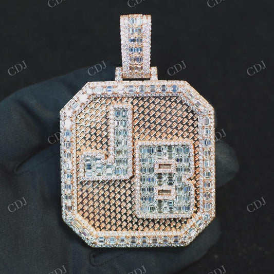 JB Latter Baguette Round Diamond Pendant hip hop jewelry CustomDiamJewel