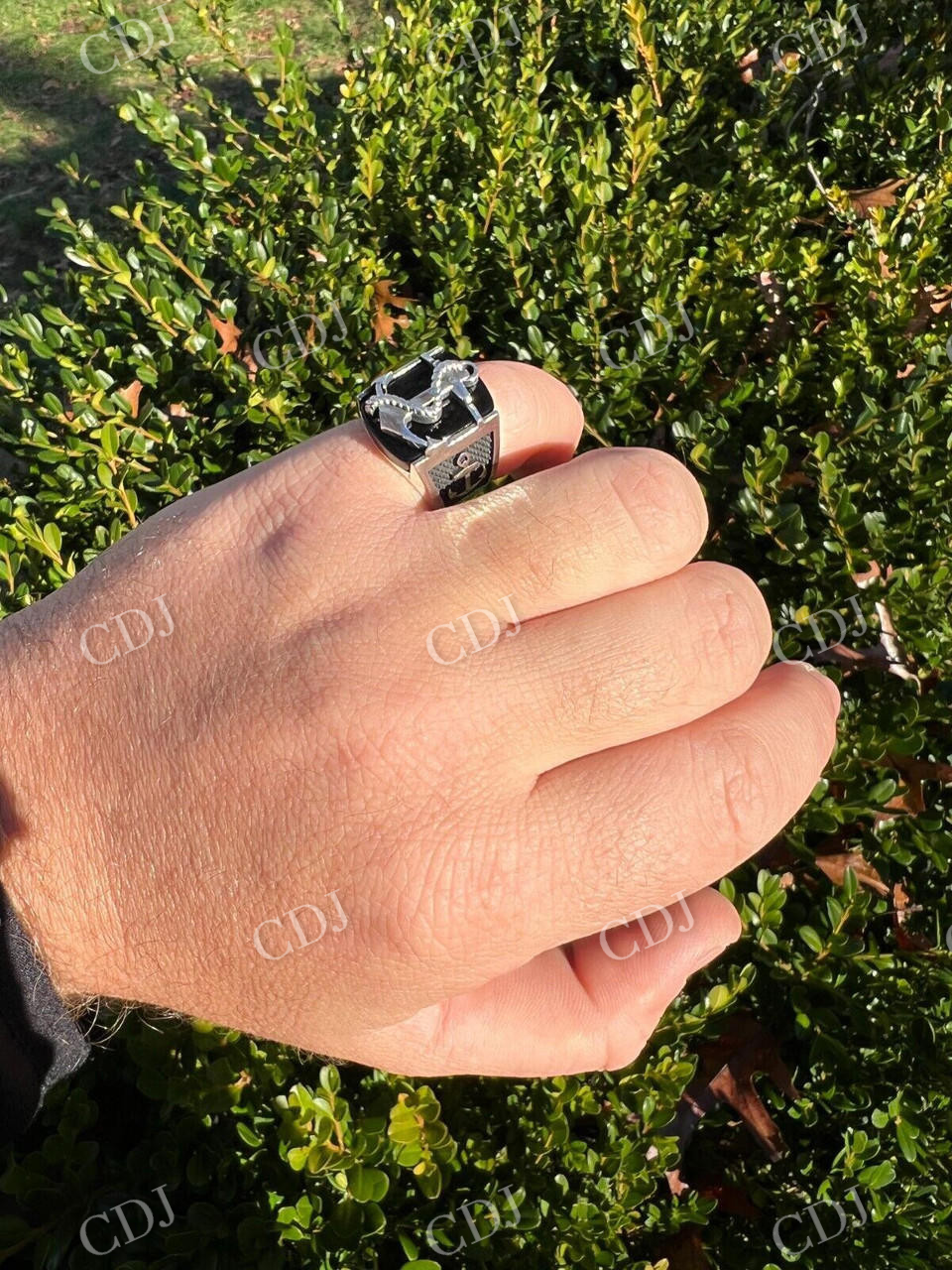 Black Onyx Anchor Sailor Maritime Ring  customdiamjewel   