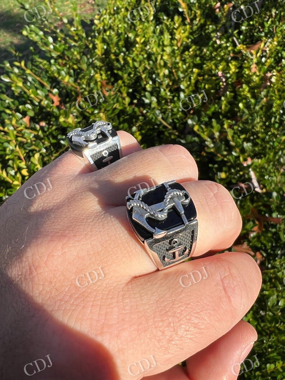 Black Onyx Anchor Sailor Maritime Ring  customdiamjewel   