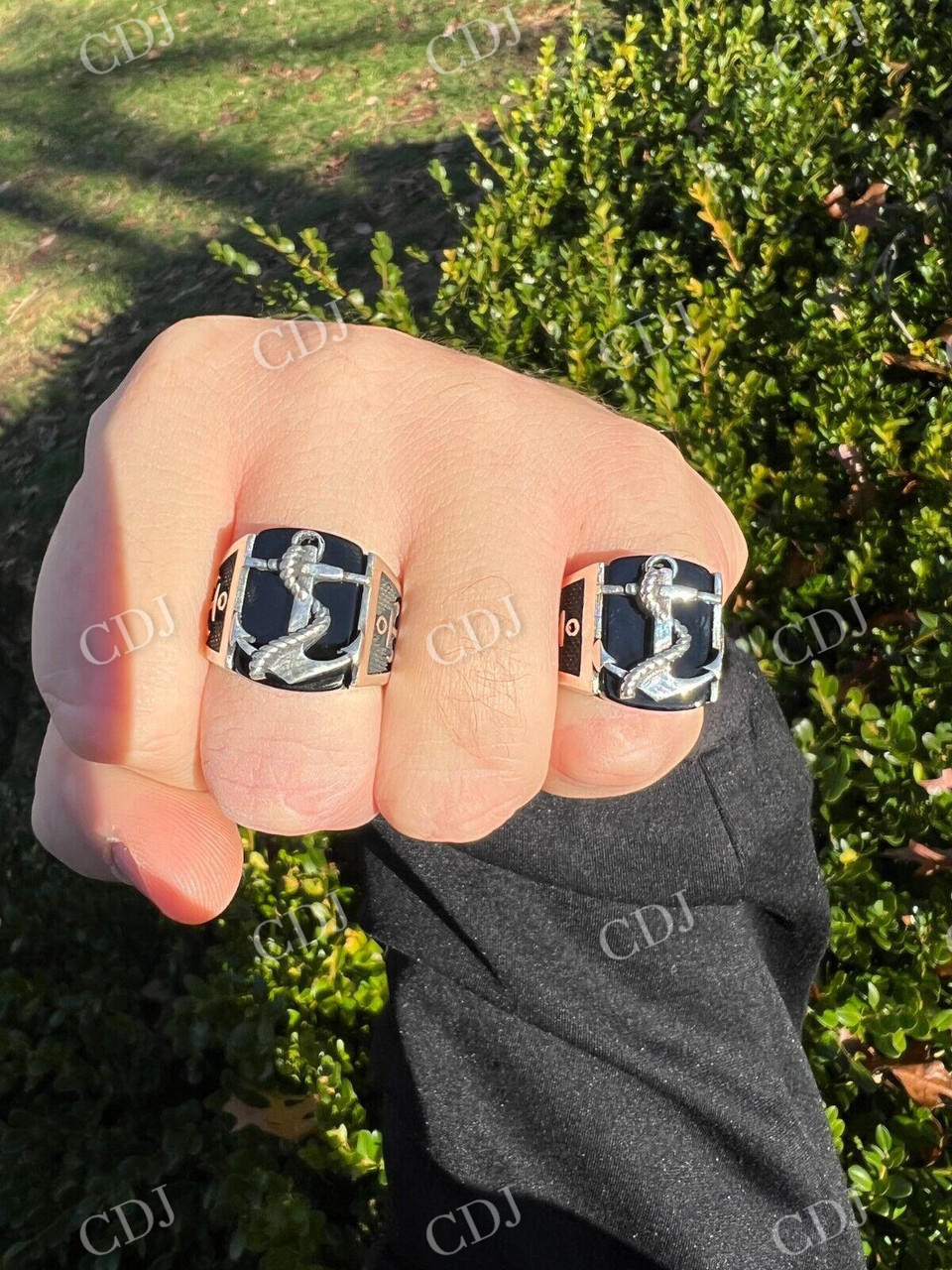 Black Onyx Anchor Sailor Maritime Ring  customdiamjewel   
