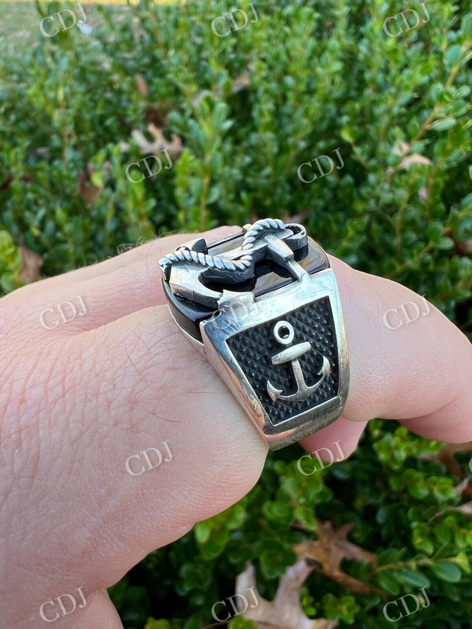 Black Onyx Anchor Sailor Maritime Ring  customdiamjewel   