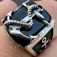 Black Onyx Anchor Sailor Maritime Ring  customdiamjewel   