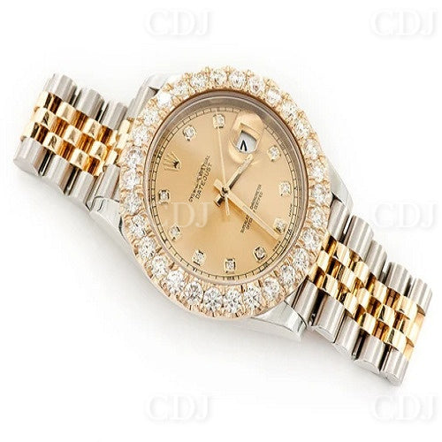 Yellow And White Gold Plated Moissanite Luxury Rolex Watch customdiamjewel