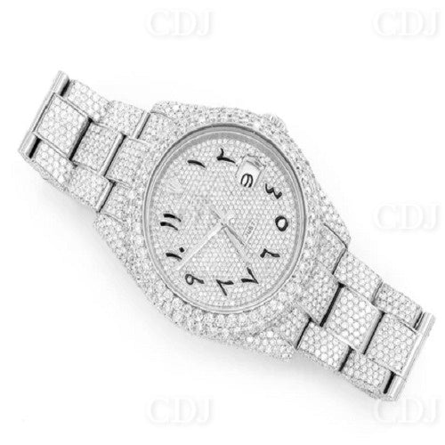 Hip Hop Natural Diamond Arabic Dial Full White Rolex Watch for Men customdiamjewel