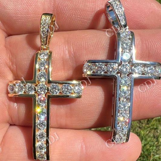 Moissanite Iced Tennis Cross Pendant  customdiamjewel   