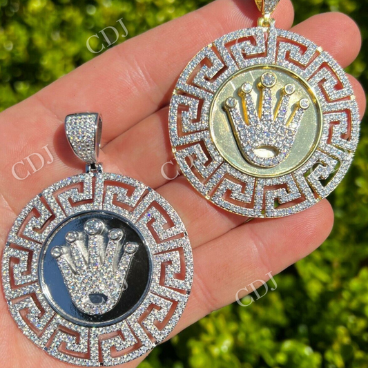 Iced Hip Hop Diamond King Crown Medallion Pendant  customdiamjewel   