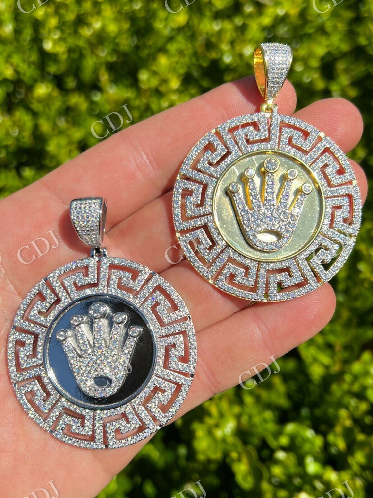 Iced Hip Hop Diamond King Crown Medallion Pendant  customdiamjewel   