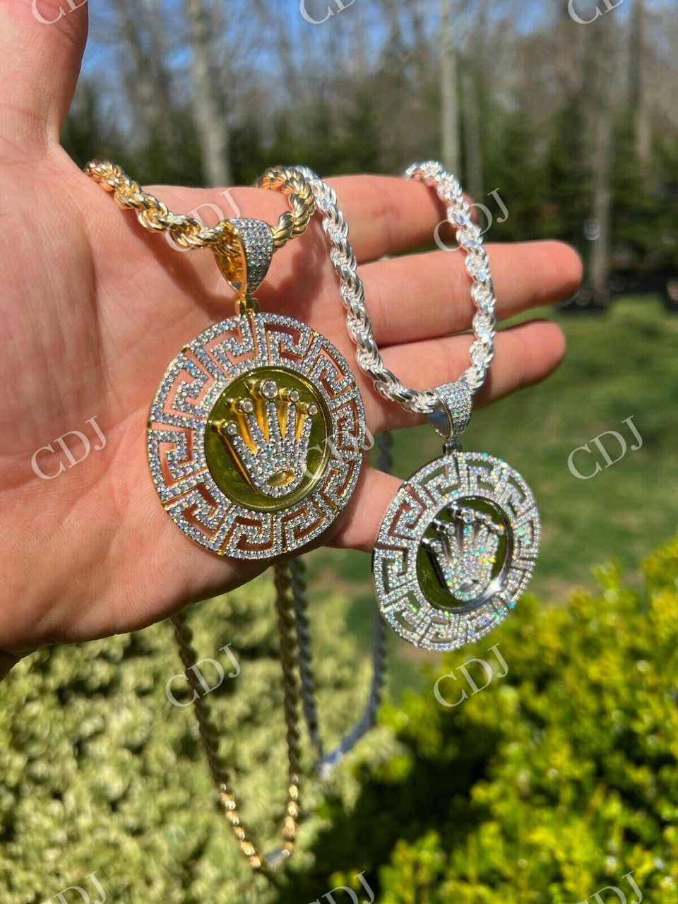 Iced Hip Hop Diamond King Crown Medallion Pendant  customdiamjewel   