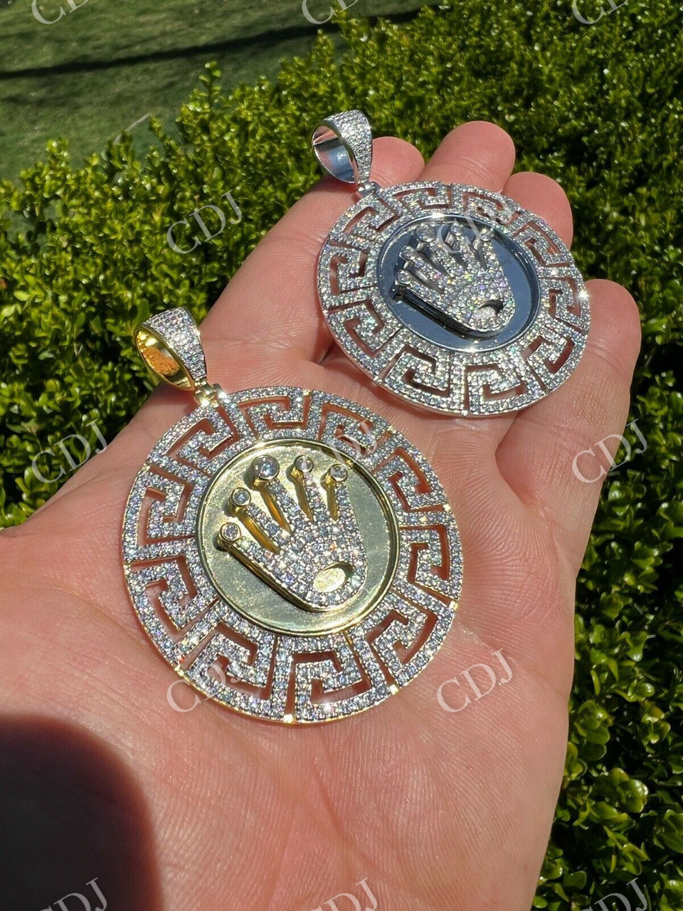 Iced Hip Hop Diamond King Crown Medallion Pendant  customdiamjewel   