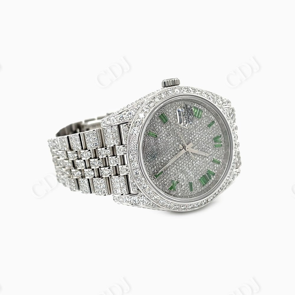 Small Bezel Fully Iced Out Moissanite Rolex Watch customdiamjewel