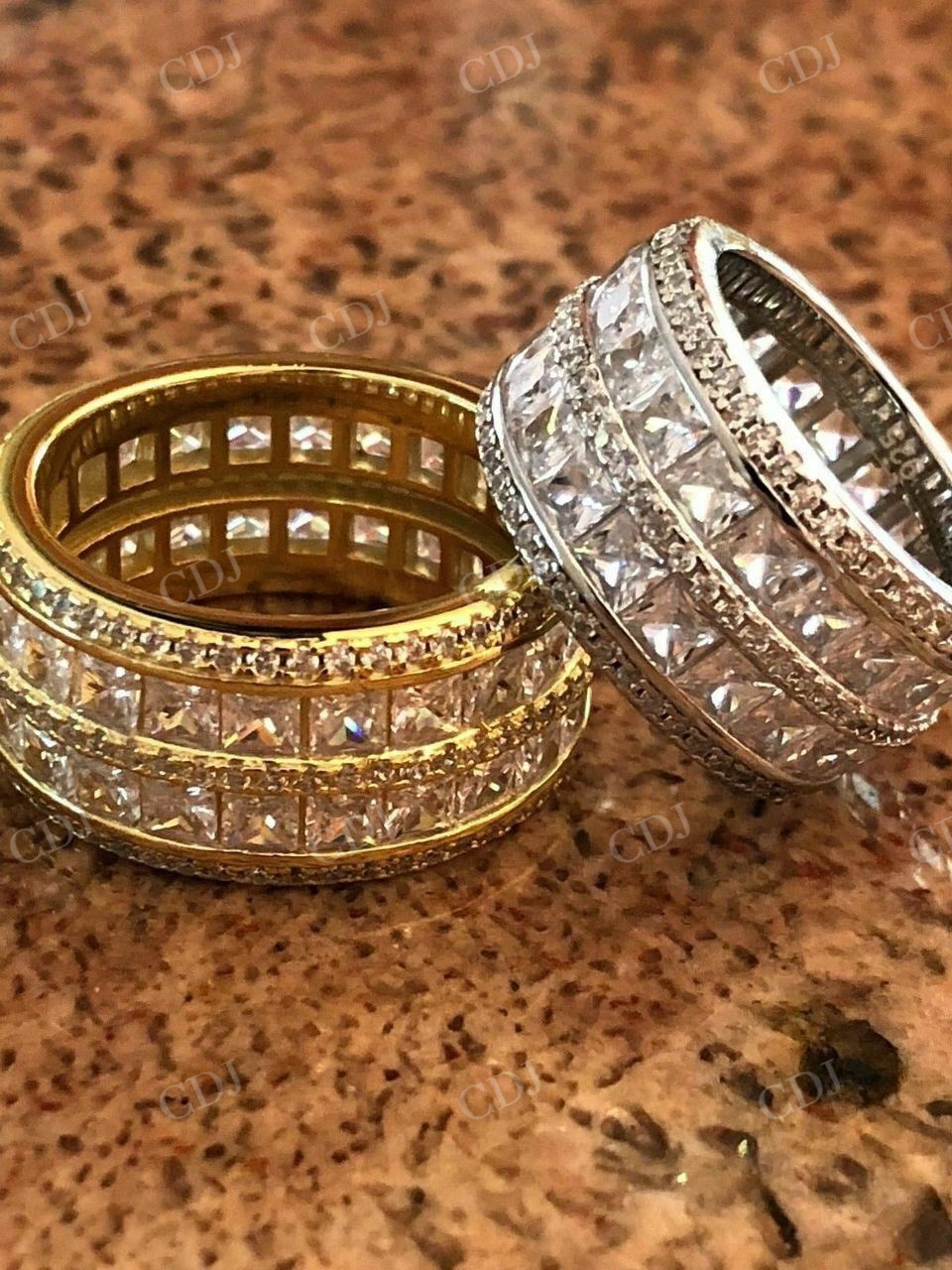 Princess Cut Diamond Icy Tennis Wedding Band  customdiamjewel   