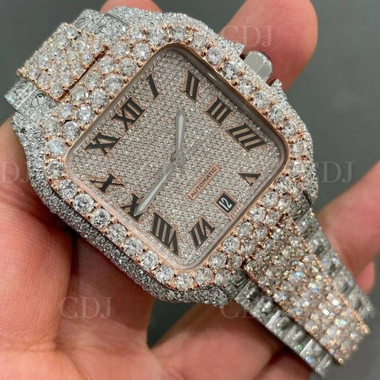 VVS Moissanite Iced Out Cartier Diamond Watch customdiamjewel