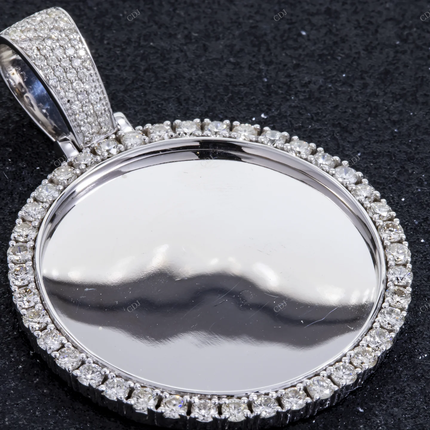 2.0 Inch Silver Moissanite Round Memory Pendant hip hop jewelry CustomDiamJewel