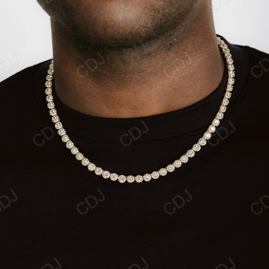 Round Cut Diamond Tennis Necklace For Men's  customdiamjewel   