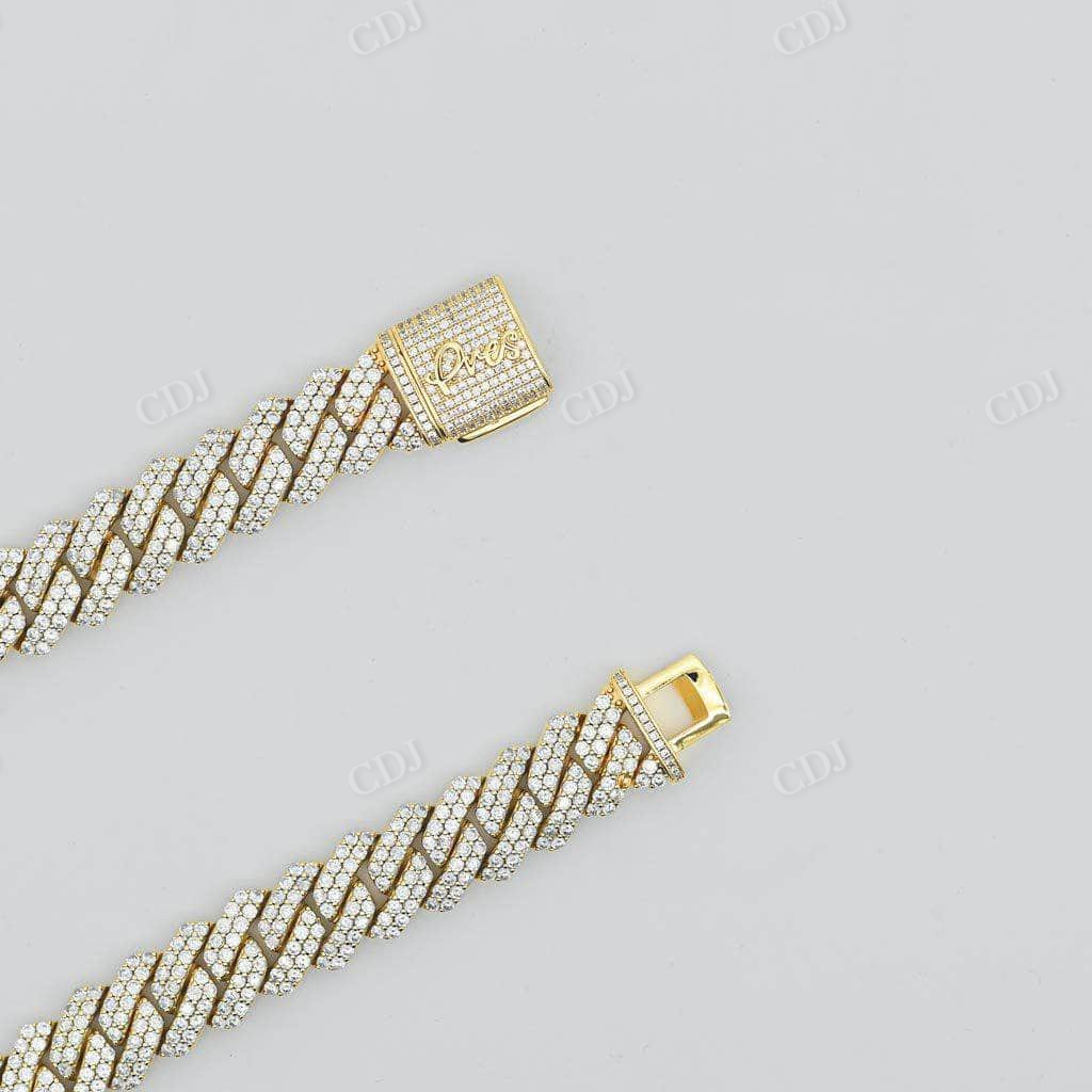 19MM Diamond Prong Cuban Link Chain In Gold For Men  customdiamjewel   