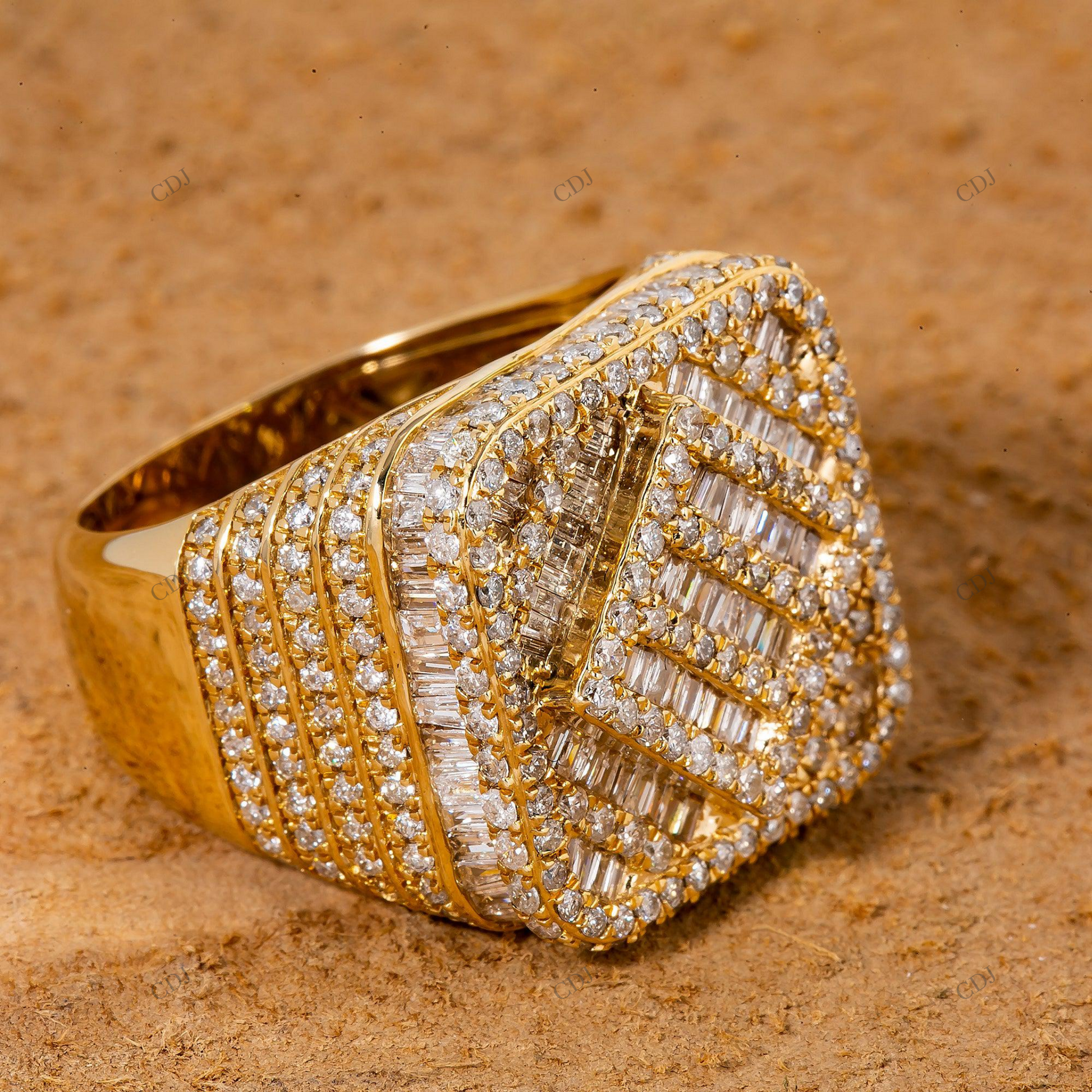 925 Silver Square Baguette Iced Out Pave Ring hip hop jewelry customdiamjewel