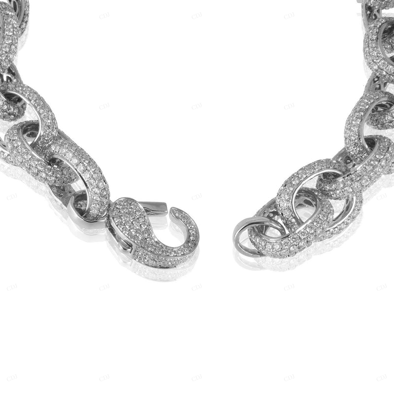 S925 Sterling Silver VVS Moissanite Cuban Link Bracelet CustomDiamJewel