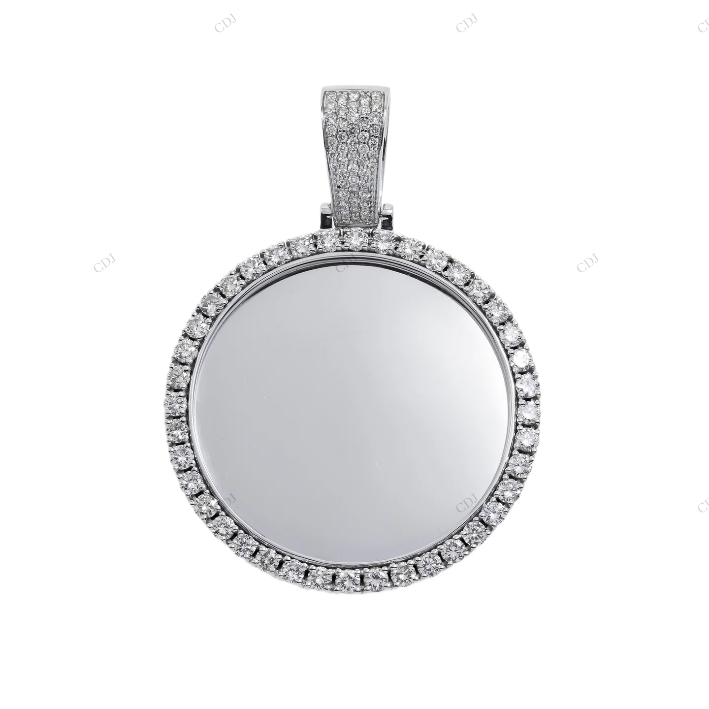 2.0 Inch Silver Moissanite Round Memory Pendant hip hop jewelry CustomDiamJewel